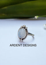 Moonstone Ring 925 Sterling Silver, Crescent Moon Ring, Celestial Ring, SKU 6166