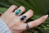 Black Onyx Ring, Sterling Silver Marquise Shape, Stars Ring, SKU 6110