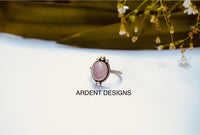 Anillo de plata esterlina de cuarzo rosa, anillo boho, anillo de piedra rosa pálido, SKU 6175