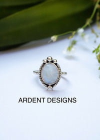 Moonstone Ring 925 Sterling Silver, Crescent Moon Ring, Celestial Ring, SKU 6166