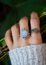 Moonstone Ring 925 Sterling Silver, Crescent Moon Ring, Celestial Ring, SKU 6166