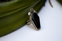 Coffin Ring, Black Onyx Ring, Witchy Ring, SKU 6161