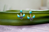 Boucles d'oreilles Turquoise, Boucles d'oreilles Turquoise Floral Sterling Silver Boho, SKU 6097