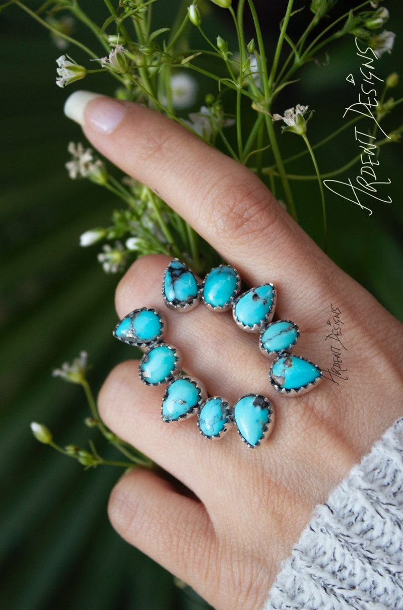 Anillo turquesa, plata turquesa natural, boho, piedra natal de diciembre, SKU 6138