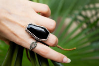 Anillo de ataúd, anillo de ónix negro, inspiración vintage, SKU 6162