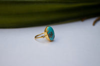 Anillo de oro turquesa, anillo relleno de oro de 14 k, joyería turquesa, SKU 6120