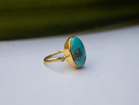 Anillo de oro turquesa, anillo relleno de oro de 14 k, joyería turquesa, SKU 6120