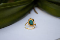 Bague turquoise en or, bague remplie d'or 14 carats, bijoux turquoise, SKU 6120