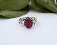 Red Ruby Gemstone Sterling Silver Ring, July Birthstone, Propose Ring, SKU 6202