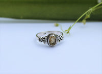 Citrine Gemstone Sterling Silver Ring, November Birthstone Yellow Stone Ring, SKU 6189