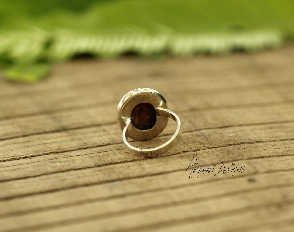 Anillo de rodonita, anillo de plata esterlina de rodonita natural, anillo de piedra rosa, SKU 6247