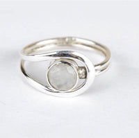 Anillo de piedra lunar, anillo de ónix negro, anillo de malaquita, anillo bohemio, SKU 6168
