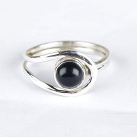Anillo de piedra lunar, anillo de ónix negro, anillo de malaquita, anillo bohemio, SKU 6168