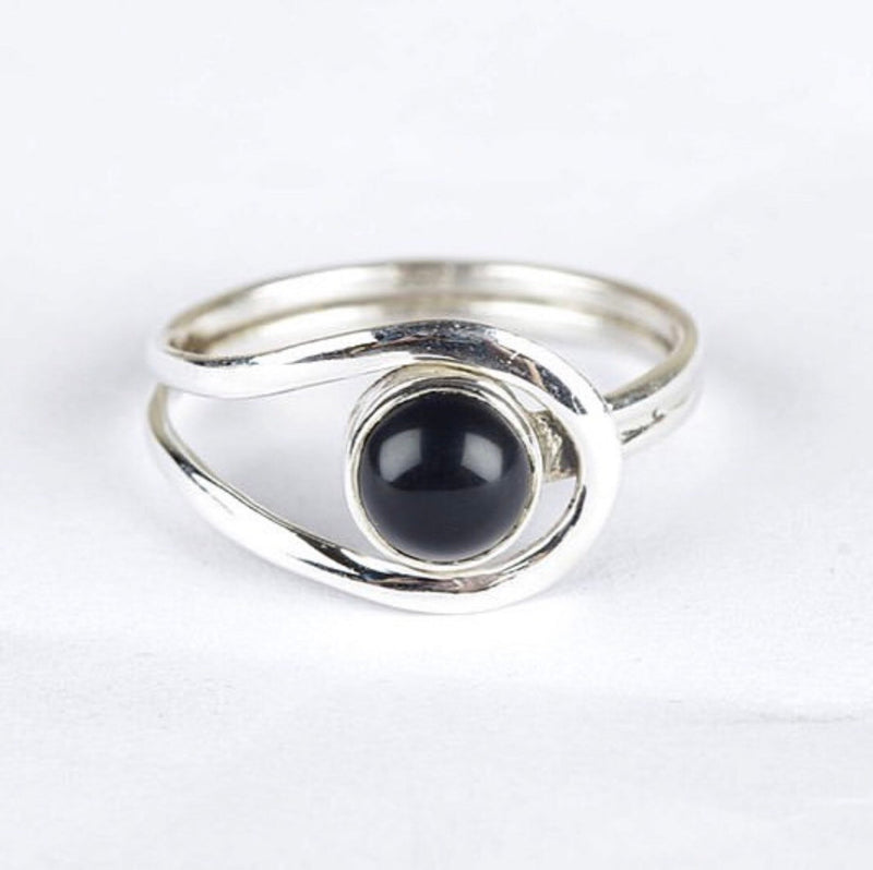 Anneau de pierre de lune, anneau noir d'onyx, anneau de malachite, anneau de Boho, SKU 6168