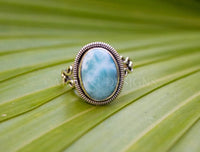 Blue Larimar Stone, Sterling Silver Ring, Dominican Republican Natural Larimar, SKU 6173