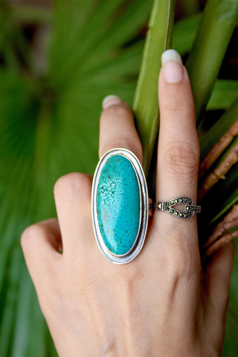 Turquoise Ring, Natural Turquoise Sterling Silver Ring, December Birthstone, SKU 6240