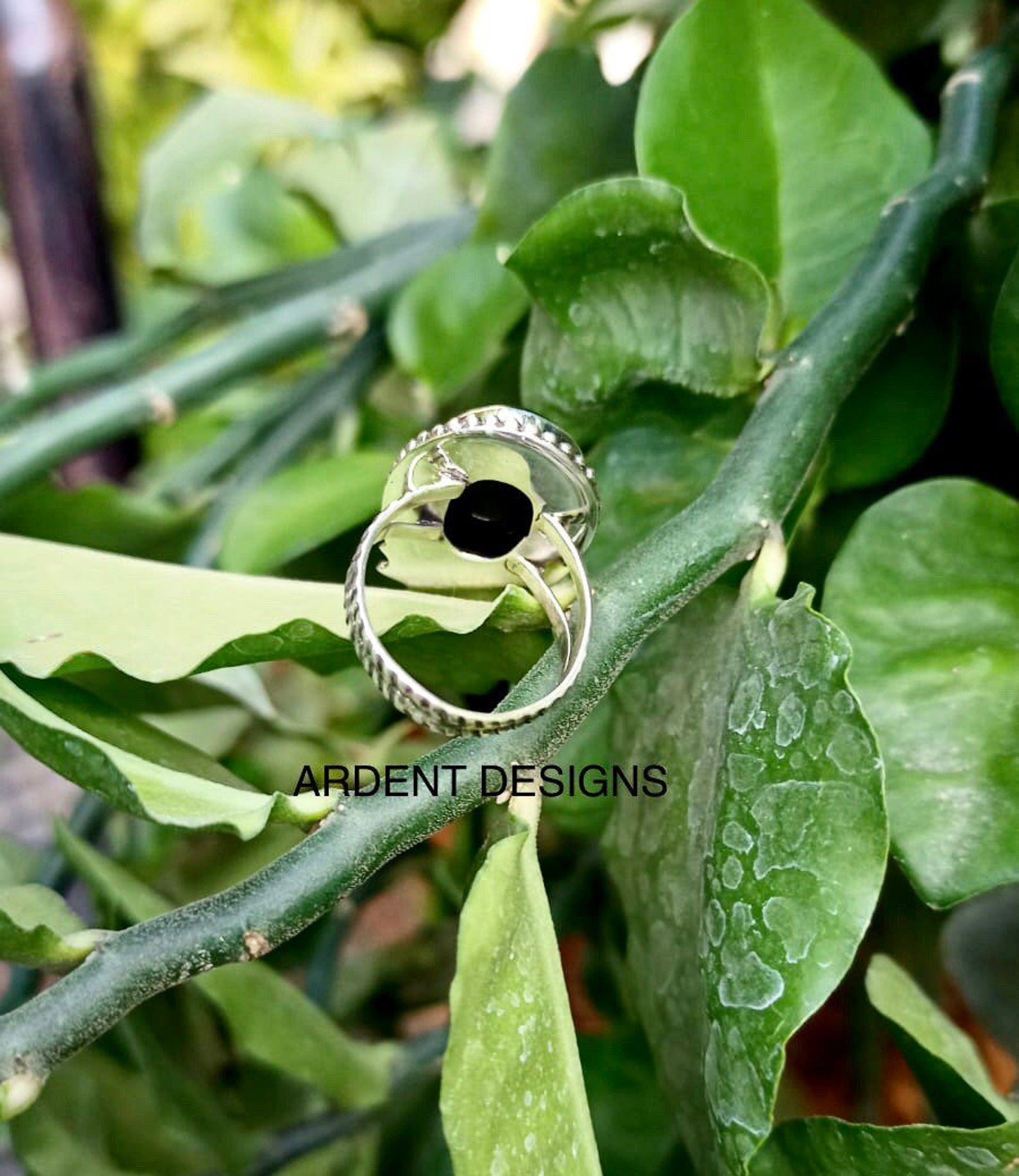 Black Onyx Ring, Halloween Ring, Skull Ring, Witchy Ring, Boho, SKU 6187
