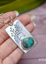 Turquoise Pendant, Sterling Silver, December Birthstone, Handmade Chain, SKU 6334