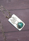 Turquoise Pendant, Sterling Silver, December Birthstone, Handmade Chain, SKU 6334