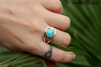 Anillo de turquesa genuina, anillo de plata turquesa, turquesa de Arizona, SKU 6122