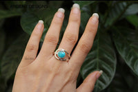Anillo de turquesa genuina, anillo de plata turquesa, turquesa de Arizona, SKU 6122