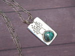 Turquoise Pendant, Sterling Silver, December Birthstone, Handmade Chain, SKU 6334