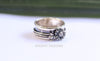 Sunflower Spinner Ring for Women, Sterling Silver Fidget Ring Band, SKU 6233