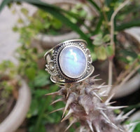 Moonstone Ring, June Birthstone, Boho Wide Band Ring, SKU 6164