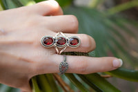 Anillo de granate, anillo de plata esterlina, anillo de piedra natal de enero, SKU 6260