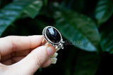 Anillo de ónix negro, anillo de Halloween, anillo de calavera, anillo de bruja, Boho, SKU 6187