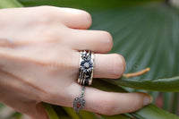 Anillo giratorio de girasol para mujer, banda de anillo Fidget de plata esterlina, SKU 6233