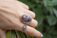 Anillo de rodonita, anillo de plata esterlina de rodonita natural, anillo de piedra rosa, SKU 6247