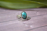 SET of 3 Rings or Single Turquoise Ring, Stack Ring, Rustic Hammered Band, SKU 6266