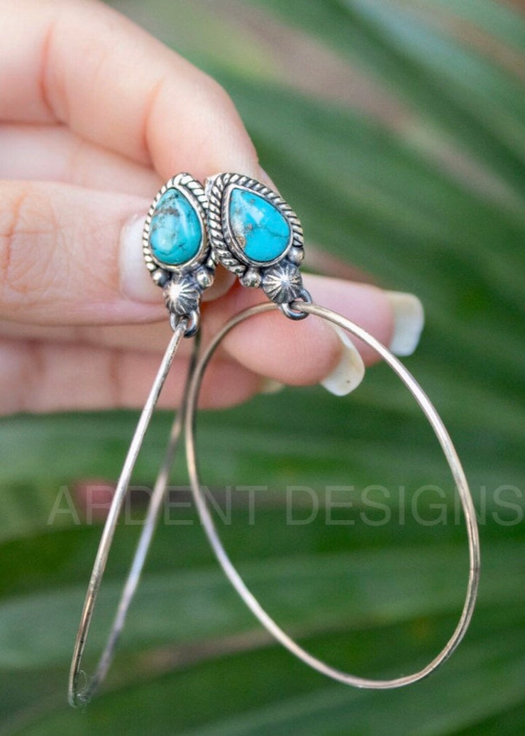 Pendientes de turquesa, joyas de turquesa, pendientes de plata esterlina, Boho, SKU 6102