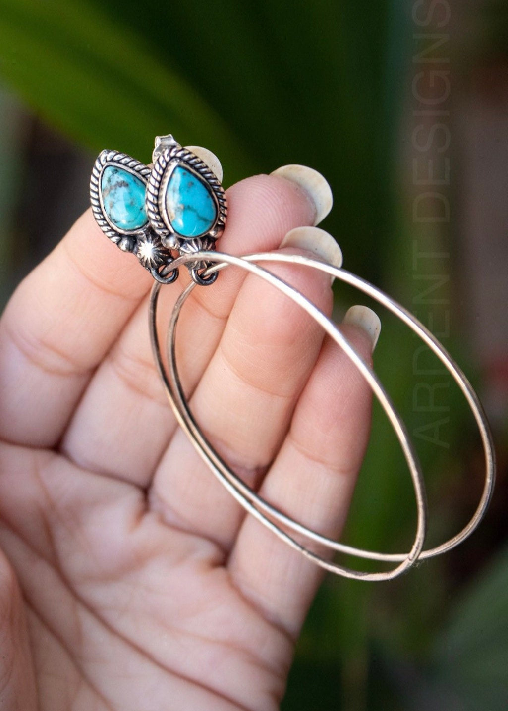 Turquoise Earrings, Turquoise Jewelry, Sterling Silver Earrings, Boho, SKU 6102
