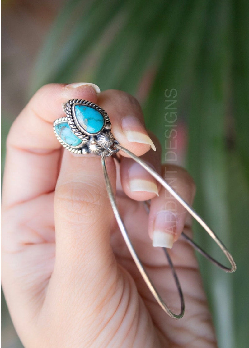 Pendientes de turquesa, joyas de turquesa, pendientes de plata esterlina, Boho, SKU 6102