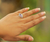 Natural Amethyst Ring, Purple Amethyst Gemstone, Marquise Shape, SKU 6141