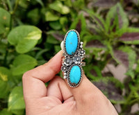 Bague turquoise naturelle, bague turquoise en argent sterling, SKU 6252