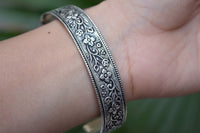 Sterling Silver Bangle Bracelet, Women Cuff Bracelet, Statement Bangle, Boho, SKU 6091