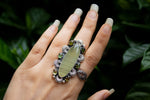 Yellow Selenite & Green Tourmaline Ring Artisan Ring, OOAK Ring, SKU 6272