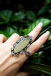 Yellow Selenite & Green Tourmaline Ring Artisan Ring, OOAK Ring, SKU 6272