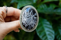 Chrysanthemum Ring Sterling Silver, Black Stone Ring, Witchy Ring, SKU 6315