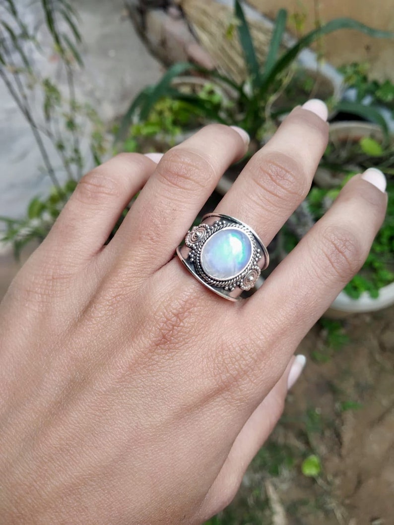 Rainbow Moonstone ring, Labradorite ring, moonstone jewelry – N.L.  McLaughlin