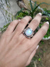 Moonstone Ring, June Birthstone, Boho Wide Band Ring, SKU 6164