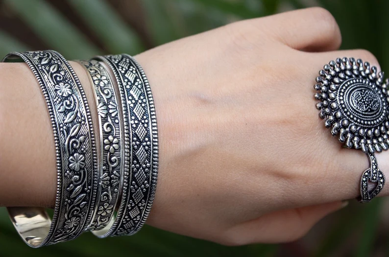 Sterling Silver Bangle Bracelet Women Cuff Bracelet Statement Bangle Its Ambra