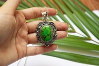 Pendentif Turquoise Unique en Cuivre Vert, AP-5012