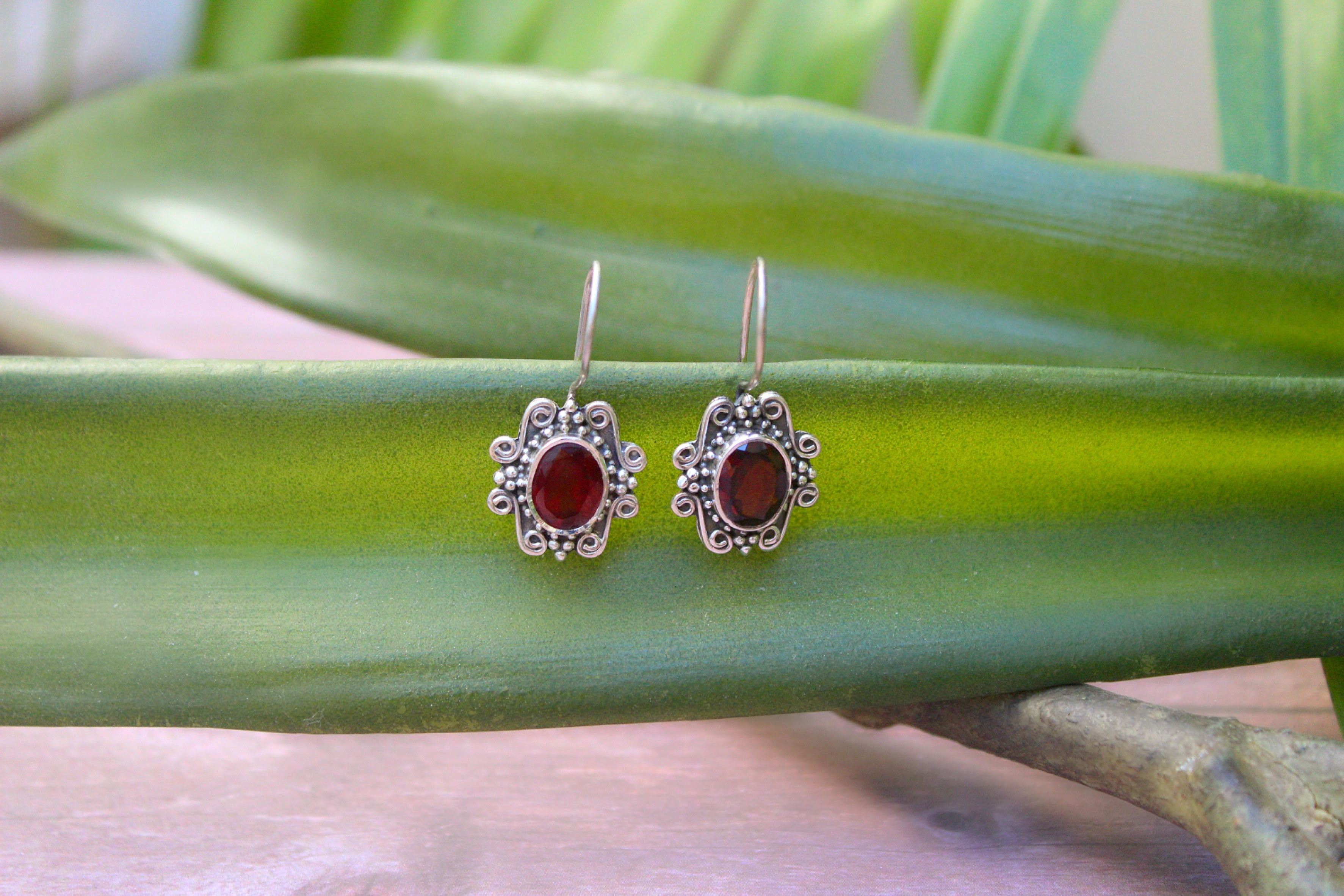 Garnet Earrings AE-2092 - Its Ambra